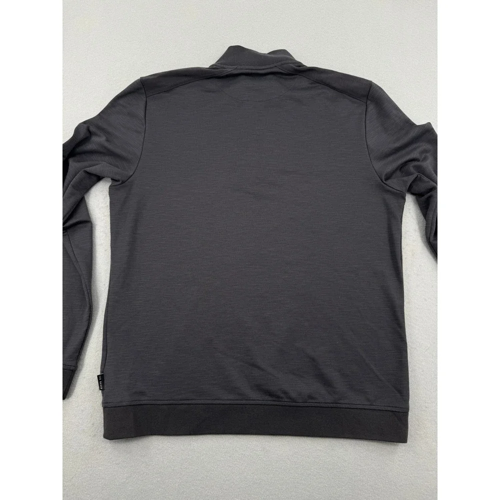Ted Baker London Mens Size 4 (M) Charcoal Gray Quarter Zip Pullover Slub Sweater